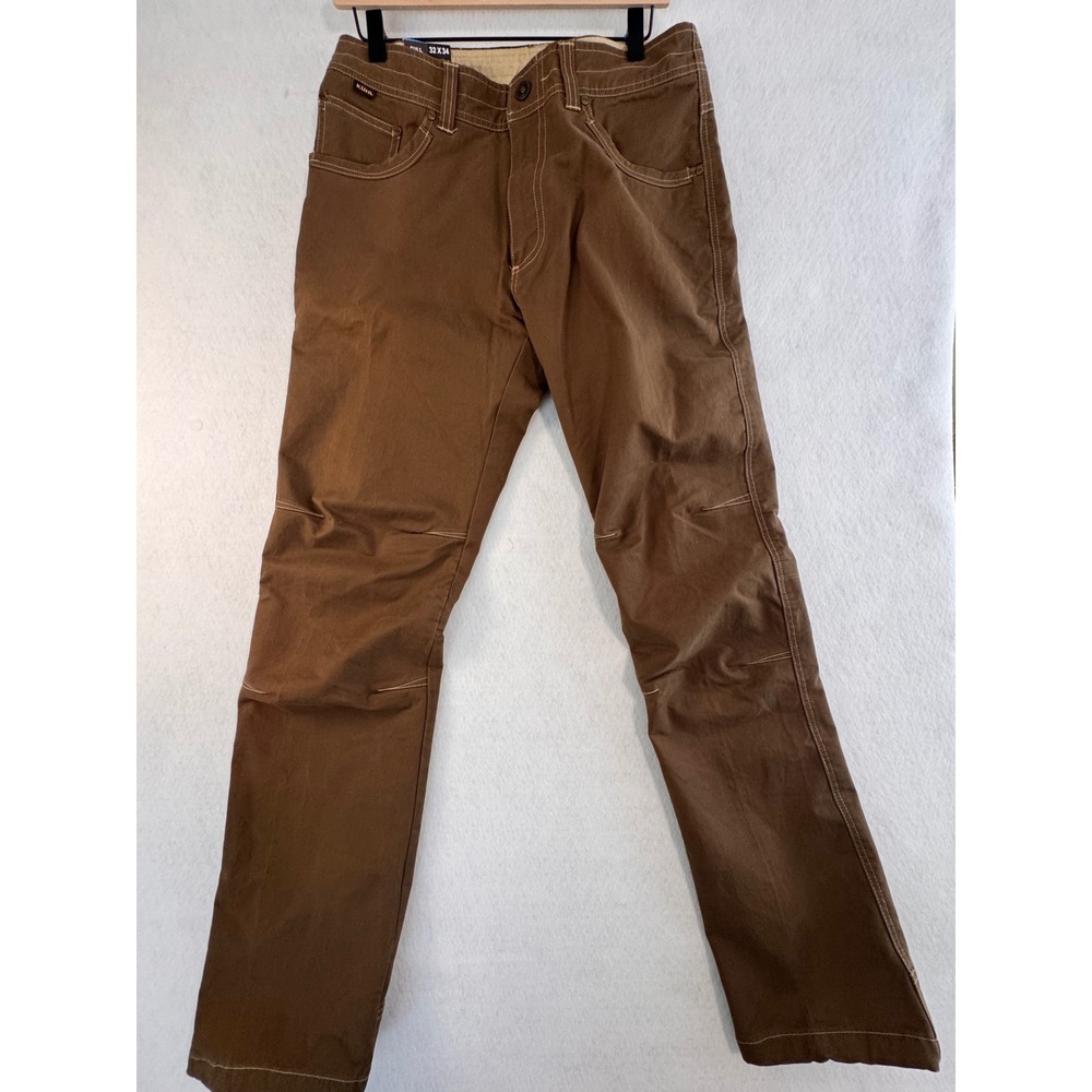 Kuhl Hot Rydr Flannel Lined Pants Mens 32x34 Brown Full Fit‎ Eurotwill New